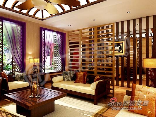 混搭 别墅 客厅图片来自阳光力天装饰在东南亚混搭风格别墅64的分享