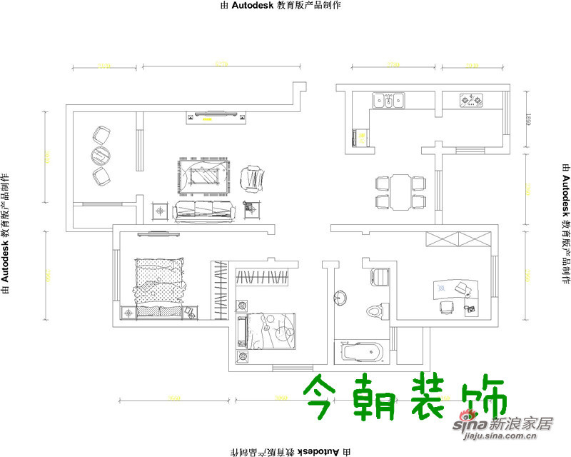 中式 二居 户型图图片来自用户1907658205在135平现代中式温暖的家59的分享