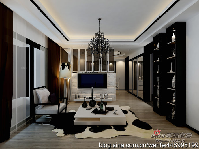 简约 三居 客厅图片来自用户2738813661在黑白永恒经典-现代风格家居设计46的分享