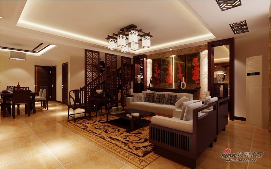中式 别墅 客厅图片来自用户1907696363在203平米中式风格略显高贵气质10的分享