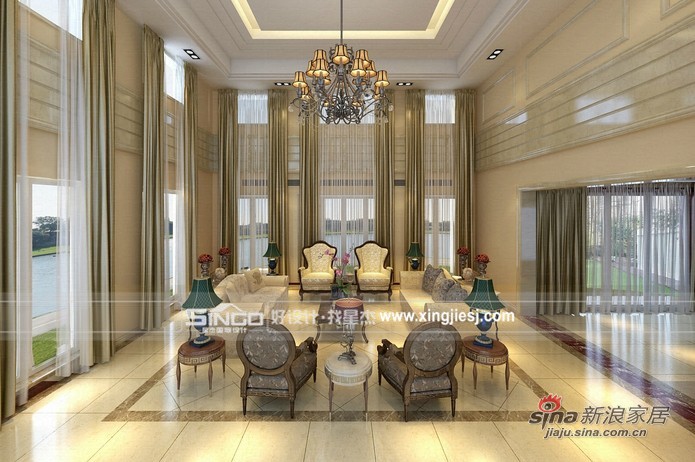 欧式 别墅 客厅图片来自用户2746889121在700平米大空间的欧式别墅装修94的分享