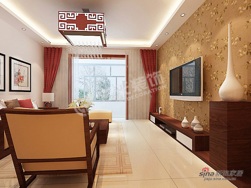 中式 二居 客厅图片来自阳光力天装饰在春阳南里95㎡新中式风格82的分享