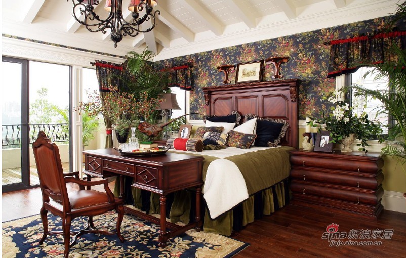 美式 别墅 卧室图片来自用户1907686233在【高清】美式乡村风格样板间46的分享