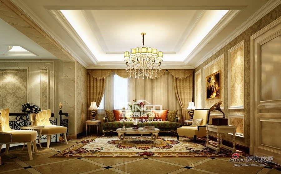 欧式 别墅 客厅图片来自用户2745758987在豪华大气 银都名墅 欧式风格25的分享