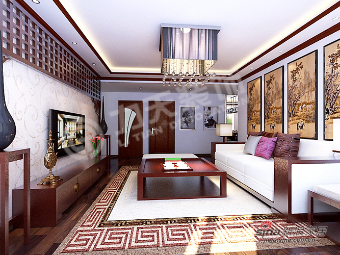 中式 三居 客厅图片来自阳光力天装饰在北宁湾-三室两厅两卫一厨-中式88的分享