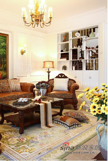 美式 别墅 客厅图片来自用户1907686233在让阳光在家中飞舞450平大别墅87的分享