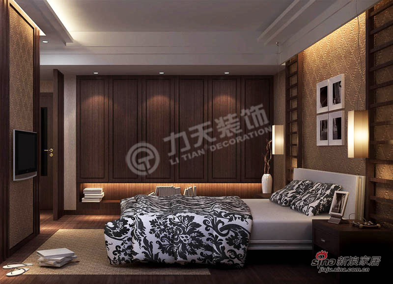 中式 三居 卧室图片来自阳光力天装饰在渤海明珠一期-3室2厅2卫1厨-中式风格20的分享