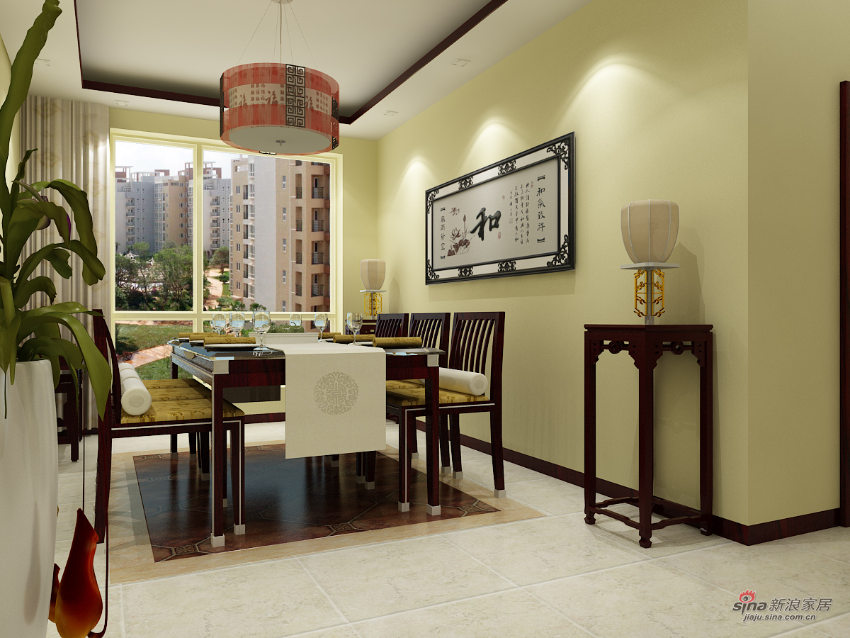 中式 四居 餐厅图片来自用户1907661335在8.1万打造路劲太阳城中式风格88的分享