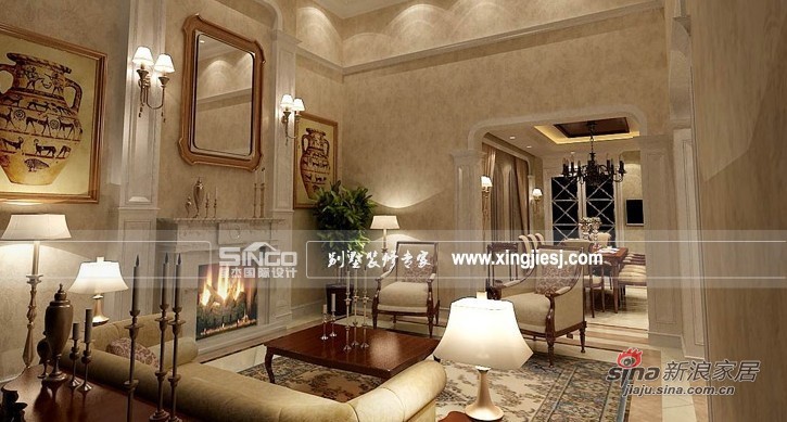 欧式 别墅 客厅图片来自用户2757317061在星杰国际设计 梵高别墅 欧式 350㎡59的分享