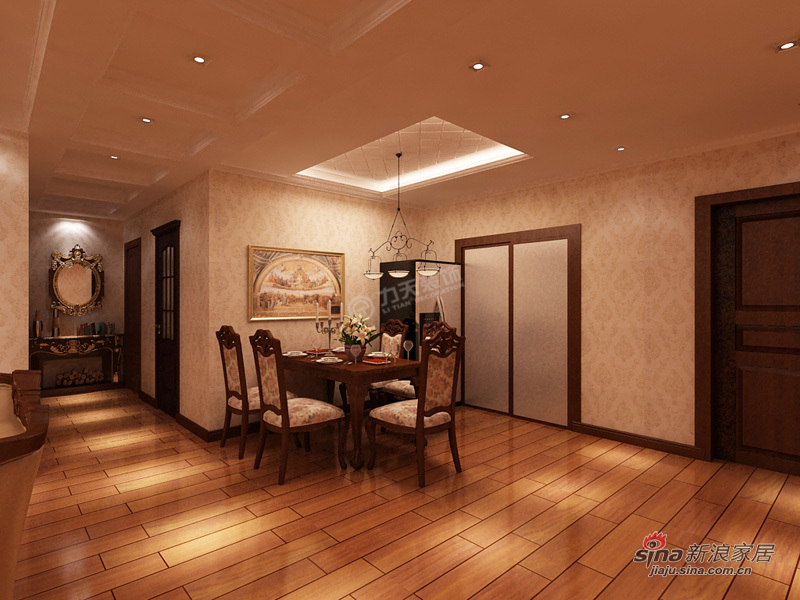 欧式 三居 餐厅图片来自阳光力天装饰在松江运河城170㎡-三室两厅一厨一卫-简欧风格39的分享