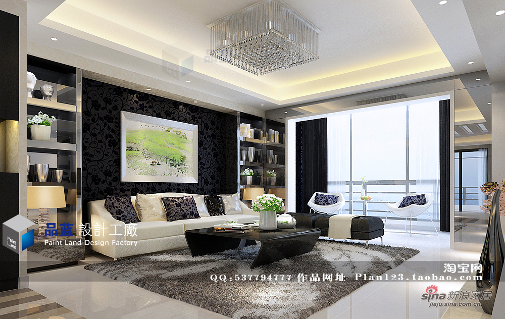 简约 四居 客厅图片来自用户2557010253在【高清】黑白小奢华200平米现代风格设计20的分享