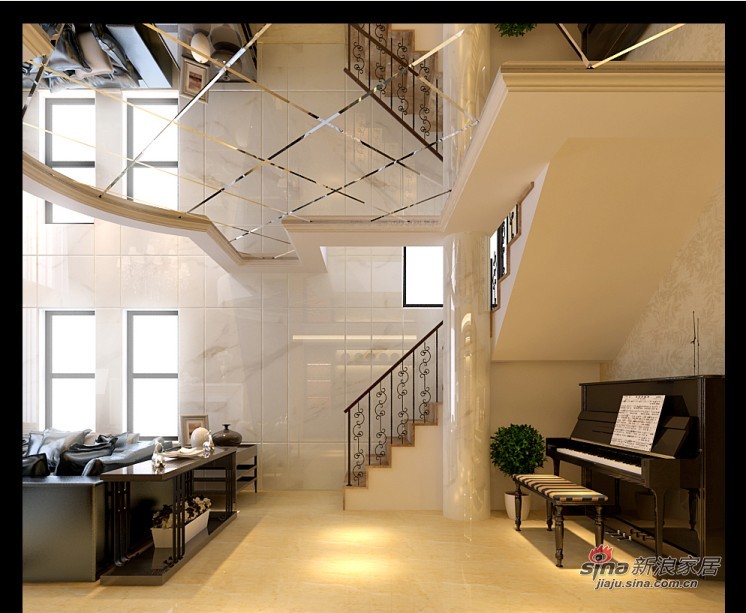 混搭 别墅 楼梯图片来自用户1907691673在新中式混搭尊享极品豪宅41的分享
