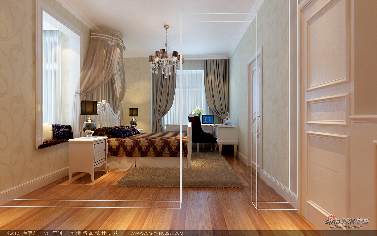 欧式 三居 卧室图片来自用户2746889121在170平复式装修营造高贵典雅三居46的分享