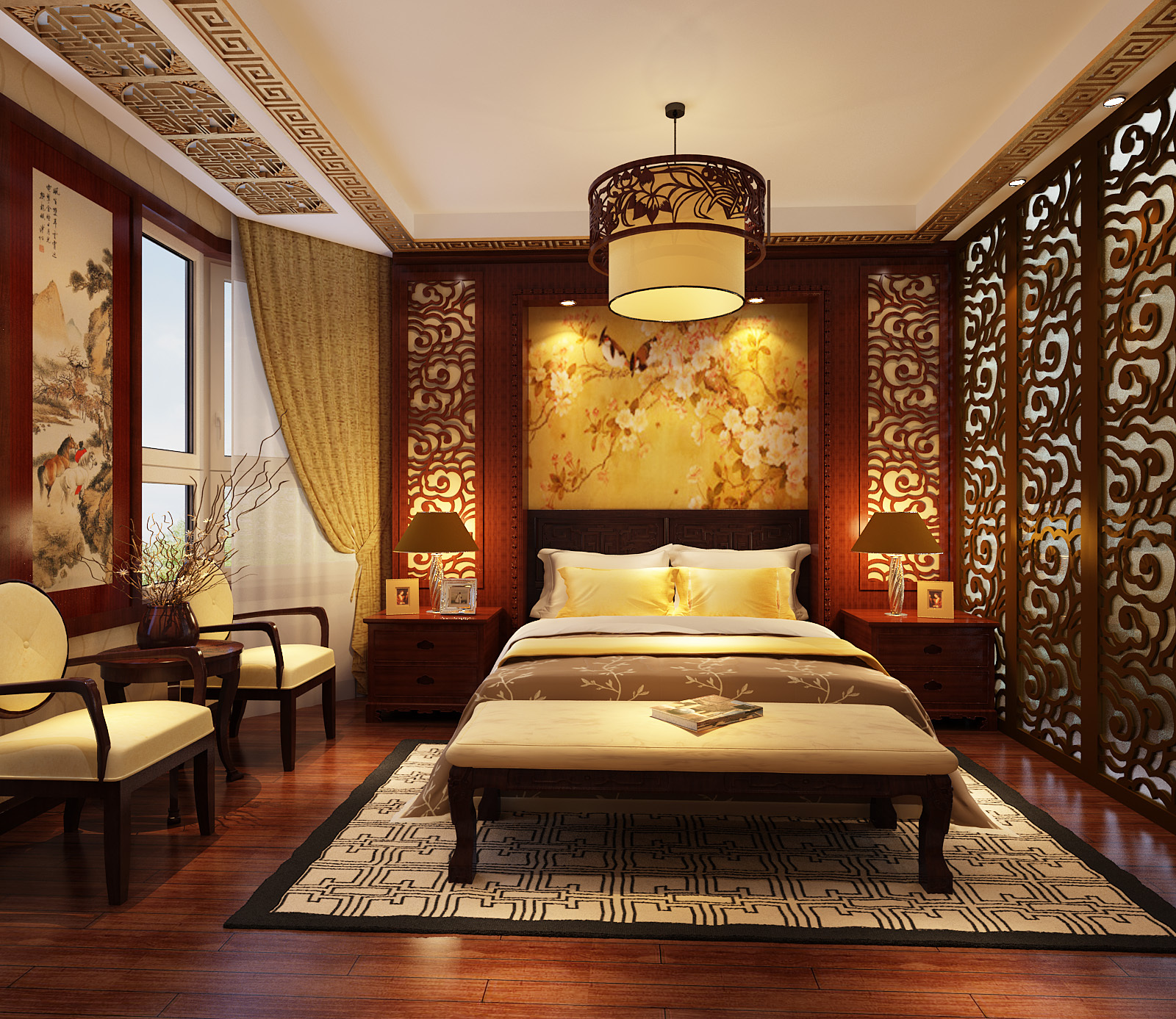 中式 三居 卧室图片来自用户1907661335在中式古典风格美家51的分享