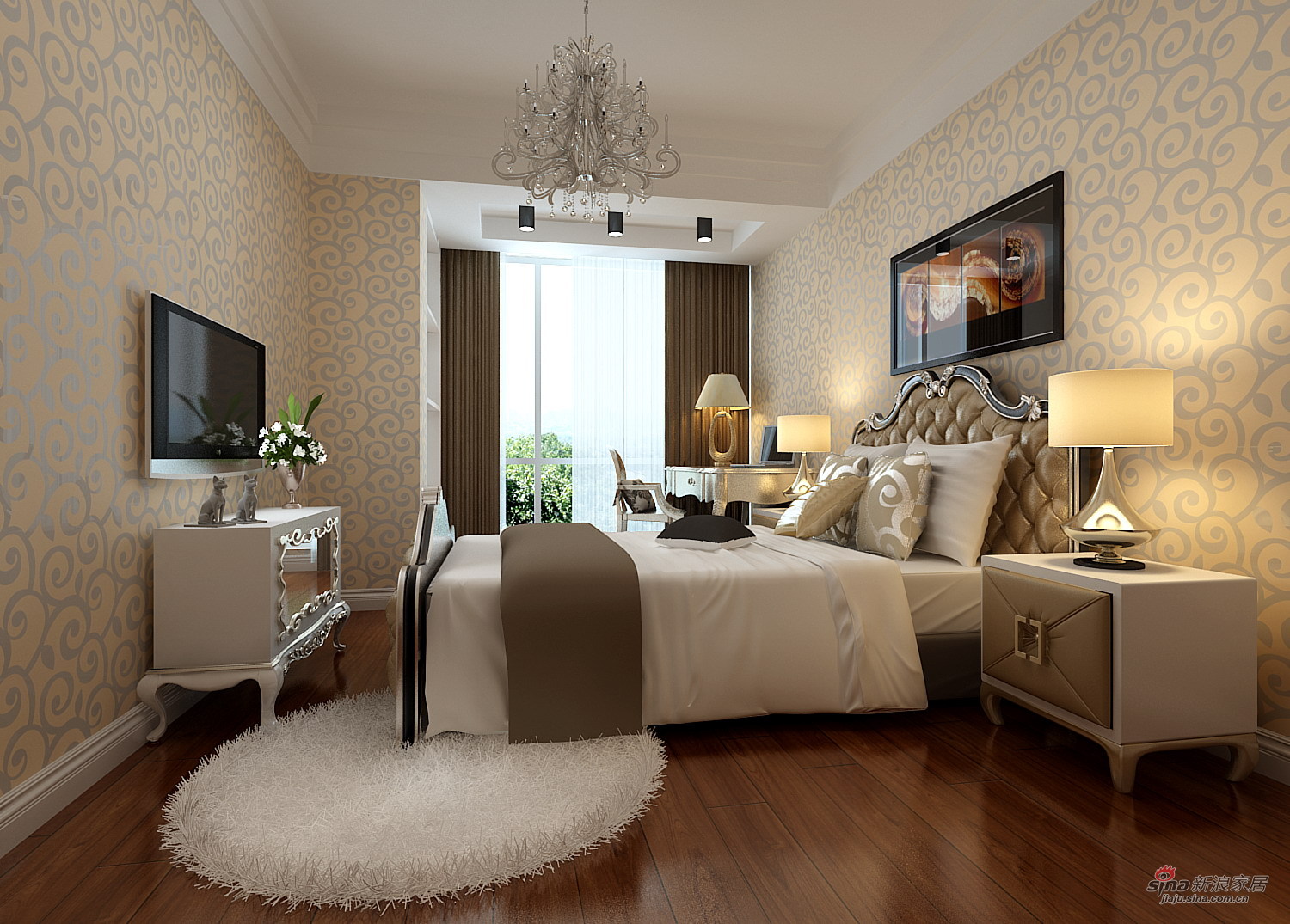 简约 三居 卧室图片来自用户2739378857在都市白领136平三居室现代风格时尚之家20的分享