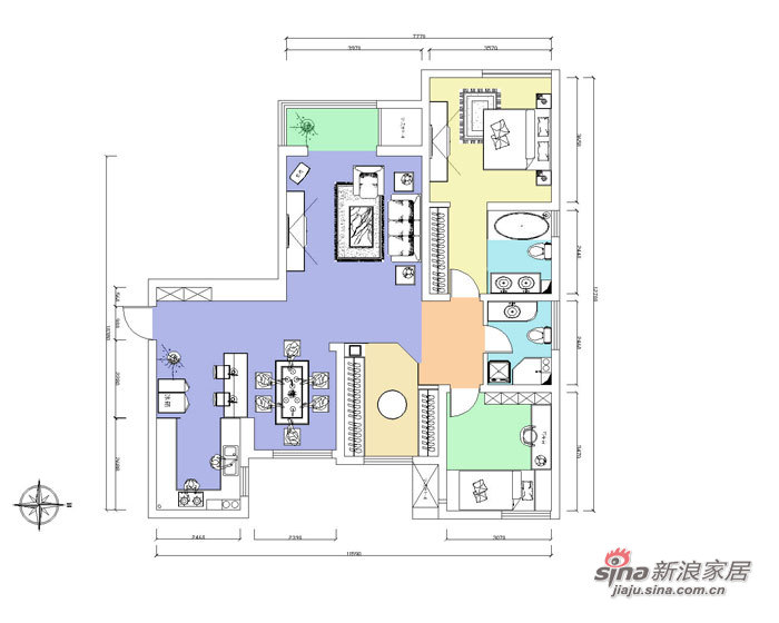 地中海 三居 户型图图片来自用户2756243717在海洋的天堂 三居室地中海风格53的分享