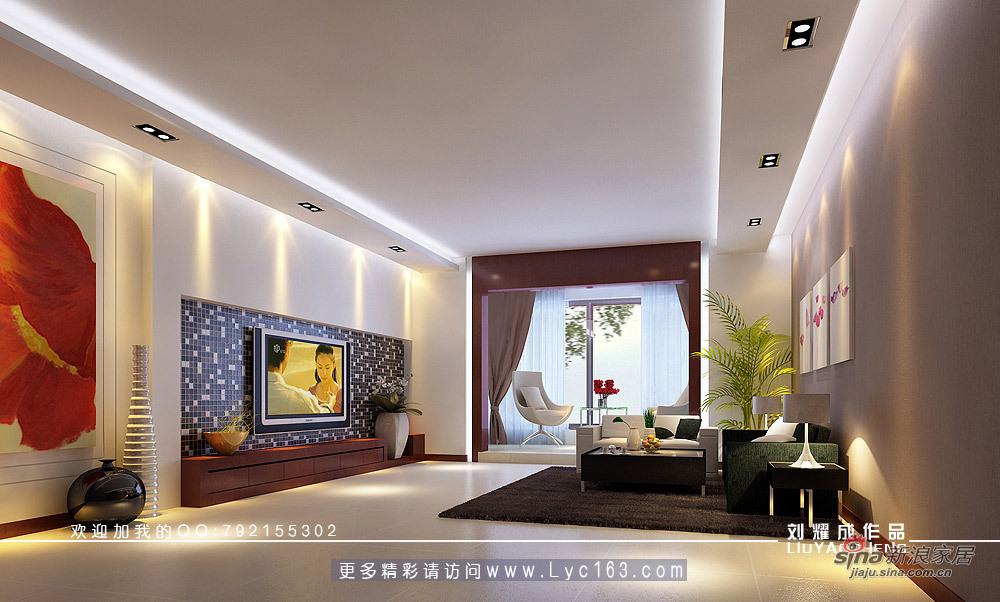 简约 四居 客厅图片来自用户2738813661在一套房子两种背景墙方案54的分享