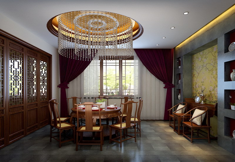 中式 别墅 餐厅图片来自用户1907661335在新中式风格讲究空间的层次感、层次美87的分享