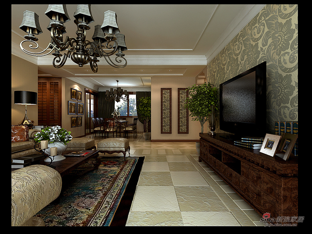 欧式 三居 客厅图片来自用户2557013183在10万打造139平清新典雅欧美风情三居室73的分享