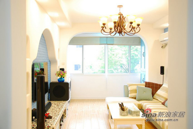 地中海 一居 客厅图片来自用户2756243717在改造55平二手清新蓝白色老公房89的分享