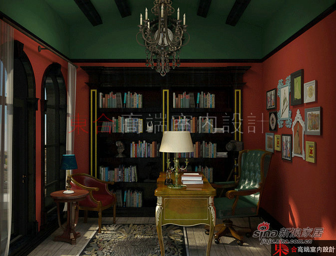 美式 别墅 书房图片来自用户1907686233在【多图】270平古堡的记忆88的分享