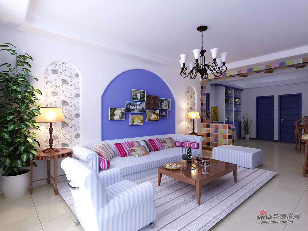 地中海 二居 客厅图片来自用户2756243717在都市白领打造温馨地中海两居室73的分享