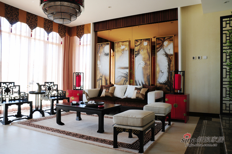 中式 别墅 客厅图片来自用户1907659705在【高清】226平新中式风格大气家90的分享