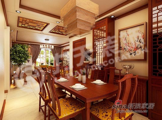 中式 三居 餐厅图片来自阳光力天装饰在135平米中式古典三居22的分享