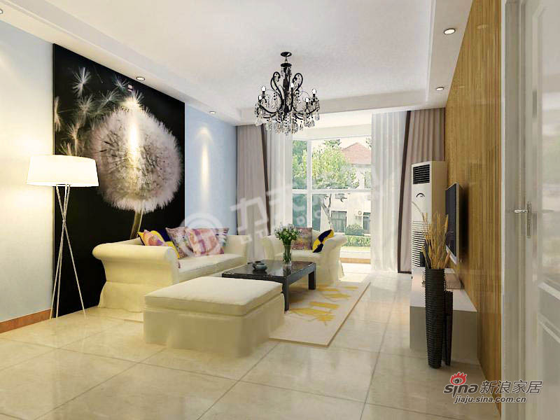 简约 二居 客厅图片来自阳光力天装饰在天津大都会-2室2厅2卫-现代简约25的分享