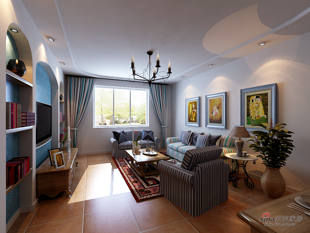 地中海 二居 客厅图片来自用户2757320995在90平米玺源台舒适宁静地中海两居室77的分享