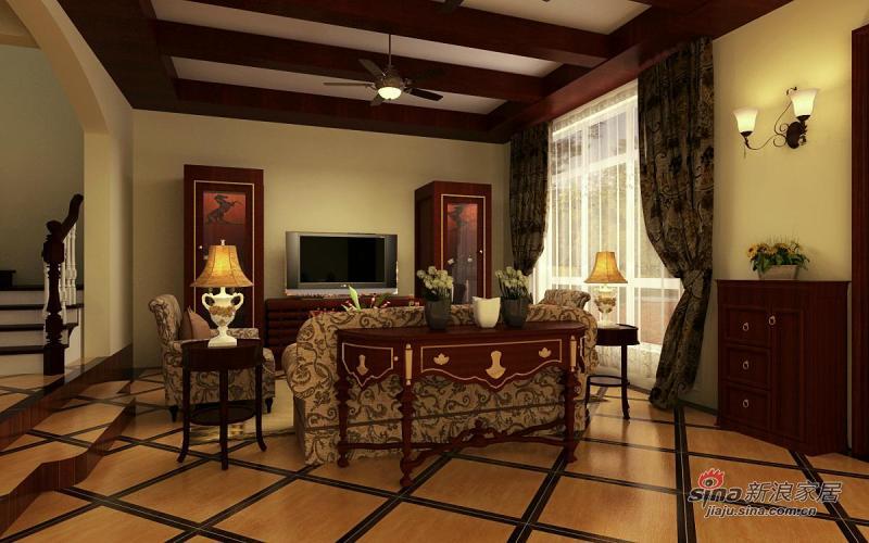 美式 别墅 客厅图片来自用户1907685403在天津别墅装修样板间_设计风格20的分享