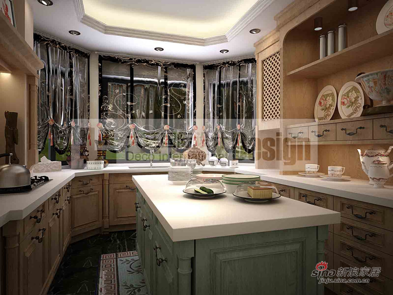 欧式 别墅 厨房图片来自用户2746869241在百万打造860平米欧式奢华别墅56的分享