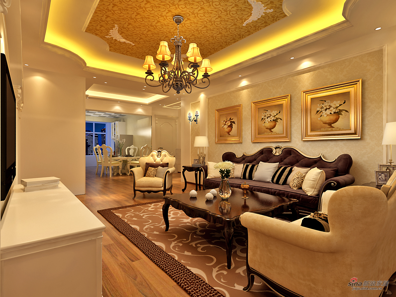 欧式 三居 客厅图片来自用户2757317061在润园翡翠城，欧式装修设计65的分享