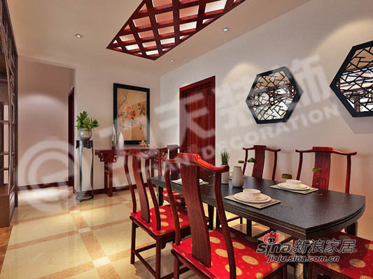 中式 二居 餐厅图片来自阳光力天装饰在中式花格月亮门12的分享