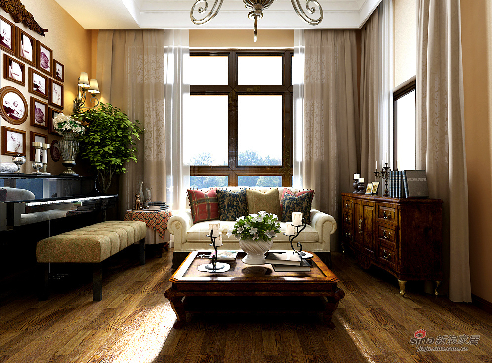 美式 三居 客厅图片来自用户1907685403在海归华侨7万装点美式古典三居室72的分享