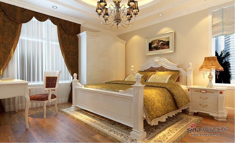 欧式 三居 卧室图片来自用户2746889121在100平米豪华欧式之家15的分享