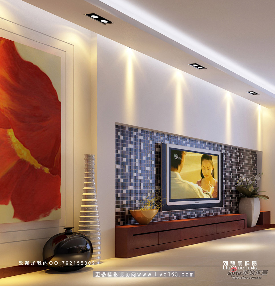 简约 四居 客厅图片来自用户2738813661在一套房子两种背景墙方案54的分享
