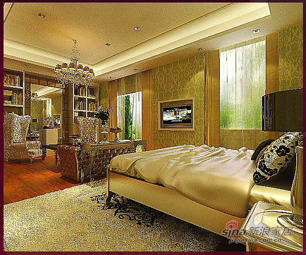 中式 三居 卧室图片来自用户1907658205在新中式古典风格三居室61的分享