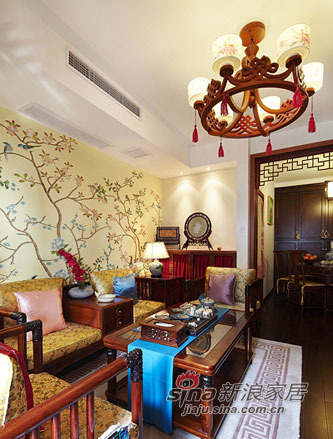 中式 三居 客厅图片来自用户1907659705在4.8万打造67平香艳中式家47的分享
