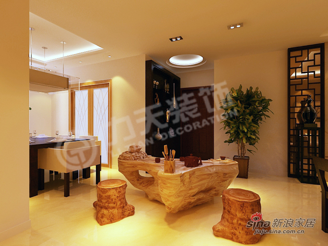 中式 三居 餐厅图片来自阳光力天装饰在国耀上河城 三室两厅一厨两卫 119平米54的分享