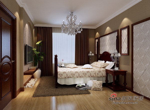 美式 三居 卧室图片来自用户1907685403在15万装修190平米美式混搭风格三居室白领爱家98的分享