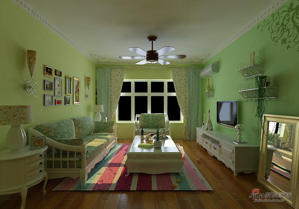 田园 二居 客厅图片来自用户2737946093在80后女孩90平米的田园风格，甜美舒适19的分享