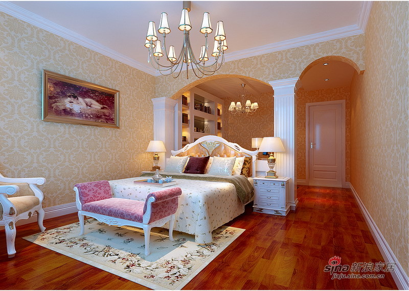 欧式 二居 卧室图片来自用户2746948411在奢华气派120平米百旺茉莉园简欧装修案例77的分享