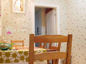 50平米淡淡米白色田园小屋90
