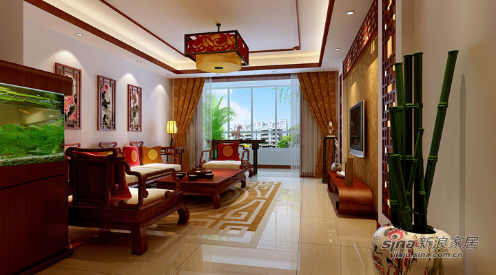 中式 四居 客厅图片来自用户1907696363在白领装修 9万装150平中式风18的分享