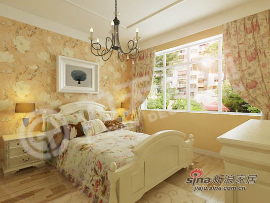 田园 二居 卧室图片来自阳光力天装饰在欧式两居田园风86的分享