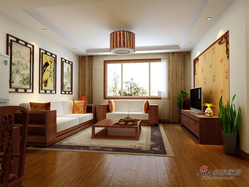 中式 二居 客厅图片来自用户2737751153在古色古香新中式71的分享
