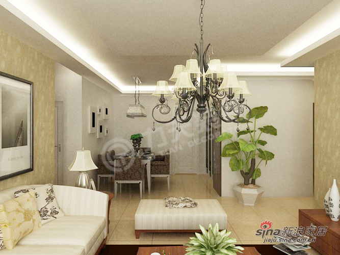 中式 二居 客厅图片来自用户1907659705在108平B户型 新中式风格两居65的分享