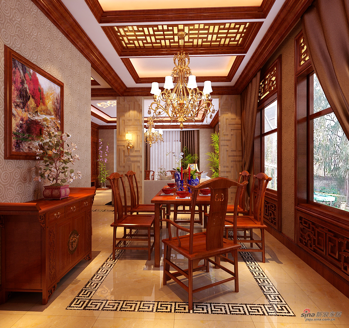中式 四居 客厅图片来自用户1907662981在【高清】25w打造金地紫乐府300平米中式大宅20的分享