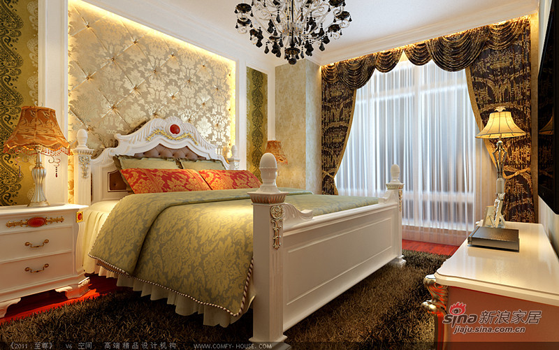 欧式 二居 卧室图片来自用户2557013183在13万5打造四合上院欧陆奢华美家39的分享